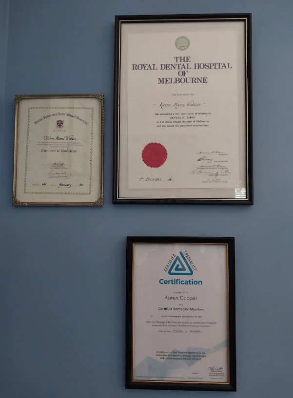 Professional certifications and qualifications on display